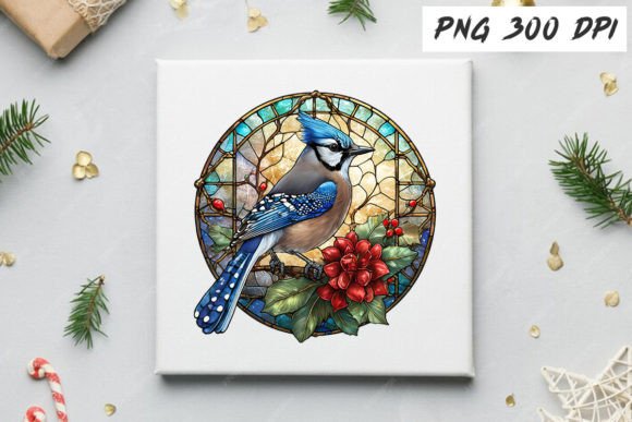 Download Blue Jay Christmas Stained Glass - Premium Resources