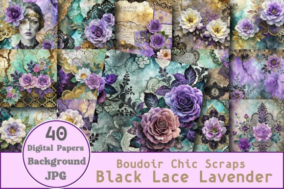 Download Boudoir Chic Scraps Black Lace Lavender - Boudoir Collection