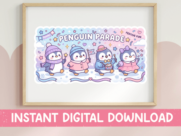 Download Penguin Parade Festive Sticker Sheet SVG - Premium Bundle